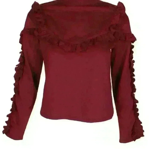 Buffalo David Bitton. Women's  frilled burgundy sweater. - Picture 1 of 3